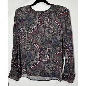 Vintage Lee David Collection Women’s Paisley Long Sleeve Top Buttons Size Small
